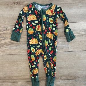 Little Sleepies Dark Green Food Print Footie